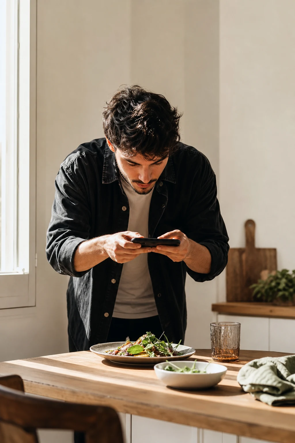 Creador fotografiando una receta